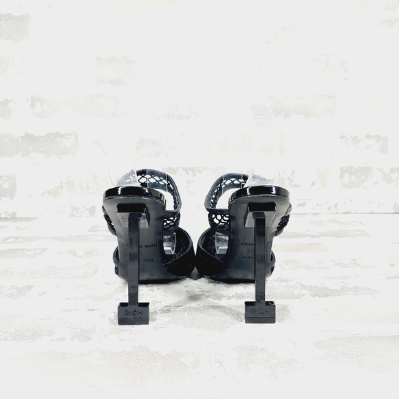 New Jessica Rich Ysabelle Black Fishnet Pointed Toe Pumps X330 - Picture 4 of 11